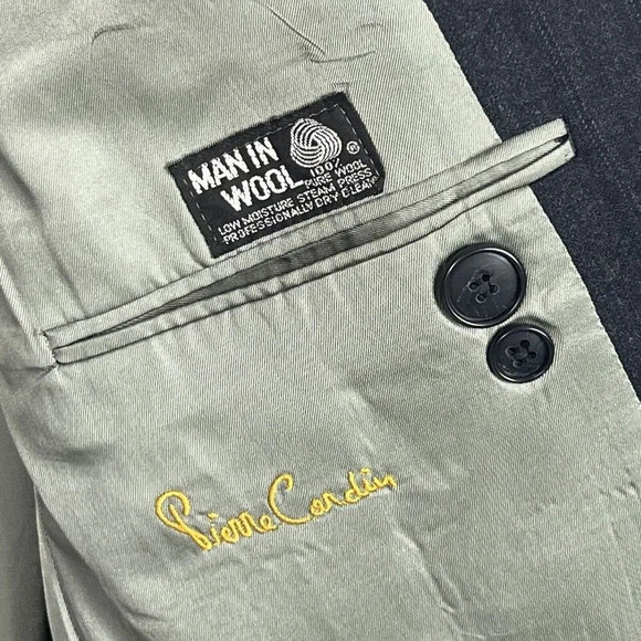 VTG PIERRE CARDIN Striped Gray 100% Wool Sport Coat Sz 48 Blazer Union Made USA - Picture 6 of 11